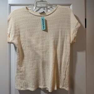 Gilli Cream Textured Short Sleeve Top